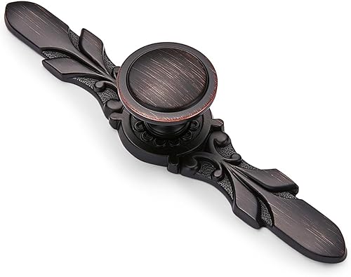 Aandxomk - Juego de 10 pomos de bronce aceitado para armario de cocina de 5.8 pulgadas con placas, herrajes para gabinete, oficina, baño, tocador,