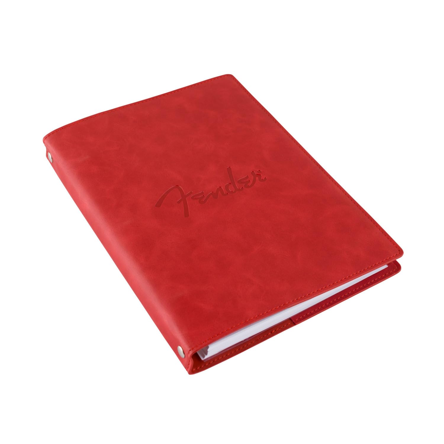 Fender Cuaderno de notas musicales de cuero vegano, rojo Dakota