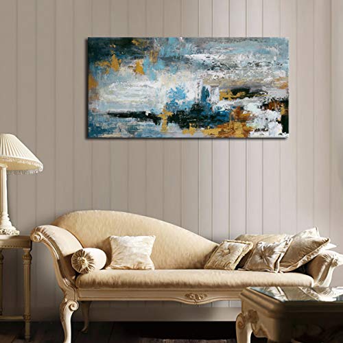 Yearainn Abstract Wall Art Large Canvas Picture Modern Blue Grey Brown Artwork On Canvas Prints Wall Decoration For Living Room Bedroom Bathroom Kitchen Office Home Wall Decor Framed Ready To Hang 20 Inch X 40 Inch thumb #3
