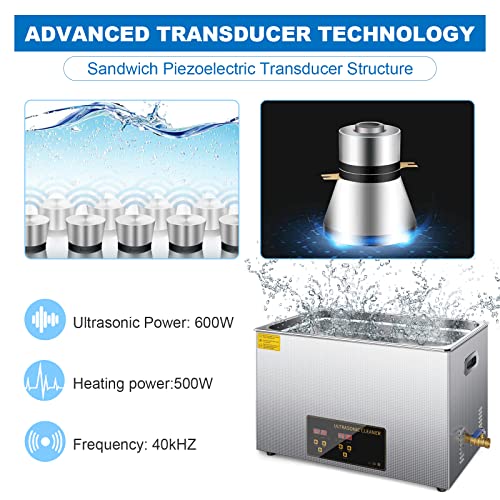 Olenyer 30L Ultrasonic Cleaner Machine With Heater And Timer Lab Professional Ultra Sonic Glasses Cleaning Hypersonic Heated Large Carburetor For Eyeglass,Jewelry,Gun Parts,Watches,Denture #TOP2