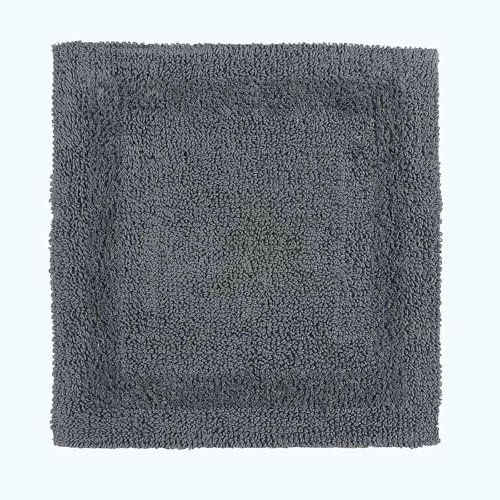 HOMESCAPES Tapis de Bain 1600 g/m², Extra Doux, 100% Coton, réversible, antidérapant, Lavable, Super Absorbant, séchage Rapide, Tapis de Douche 50x50 cm Gris