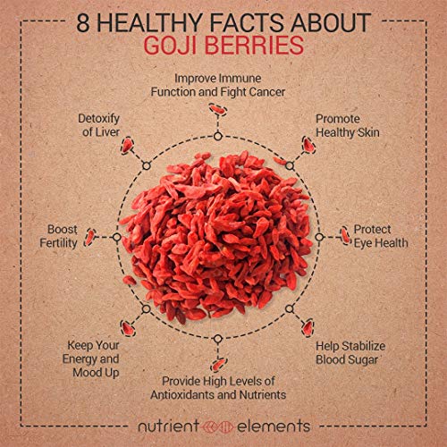 Nutrient Elements Premium Organic, Raw & Dried Goji Berries 1lb. USDA Certified Natural Superfood. Extra Large, Non-GMO Berries with Resealable Bag. Includes Free Recipes E-Book - Thumbnail 3