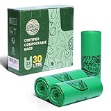 RAYTID Tie Handle Compostable Food Waste Bags 30L 33 Kitchen Compostable Caddy Liners with Handle