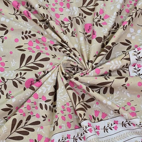 Image of 100% Cotton Single Bedsheet with 1 Pillow Cover | 240 TC Pure Cotton Flat Bed Sheet | Traditional Jaipuri Printed Bedding Set | Soft & Breathable | 60 x 90 Inch (Rangmahal Single 22)