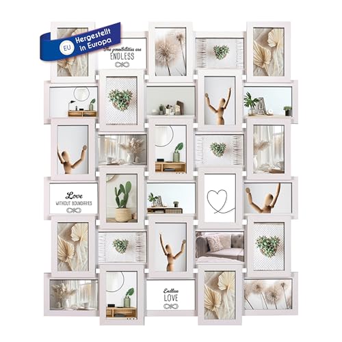 Wackadoo Bilderrahmen Collage Weiß 10x15 cm 30 Fotos Hergestellt in der EU...