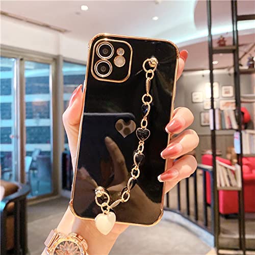 Bracelet téléphone étui iPhone 13 12 11 Pro Max couverture antichoc avec chaîne poignet amour