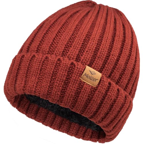 Winter Hats for Women Fleece Lined Beanie Knit Chunky Womens Snow Cap (US, Alpha, One Size, Rusty...