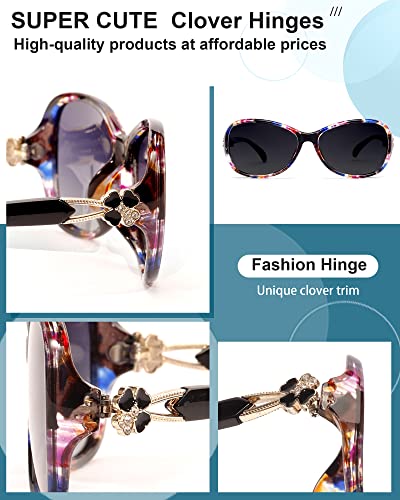 Lvioe Vintage Oval Polarized Sunglasses For Women Uv400 Protection Four-Leaf Clover Trim Driving Shades Ls331 #TOP3