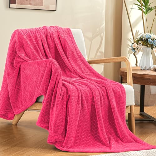 inhand Hot Pink Fleece Throw Blanket for Women, Super Soft Cozy Blankets for Mom, All Season Lightweight Fuzzy Blanket for Couch Sofa Chair, 50×60 Inches