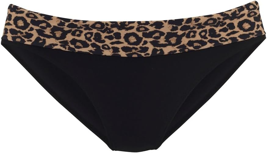 LASCANA Women's Leopard Cheetah Fold Over Bikini Swimsuit Bottom