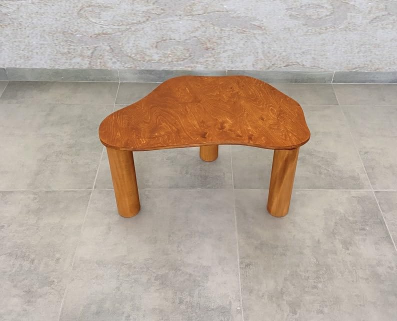 Table de Chevet Table Basse Table Basse en Pierre Naturelle Table Basse Ovale en Bois de Style Moderne Table Basse Moderne à Pieds épais (Noyer Petit = 22"X13.5"X12")