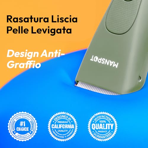 MANSPOT Rasoio Elettrico Corpo Uomo, Depilatore Corpo Uomo Impermeabile IPX9, Rasoio Parti Intime Umido e Asciutto, Rasoio Intimo per Viso, Braccia, Torace, Gambe, Ascelle - Immagine 5