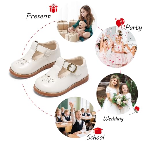 Image of PHIRAMIN Toddler Flower Girl Dress Shoes - Little Girl Mary Janes Flats Wedding