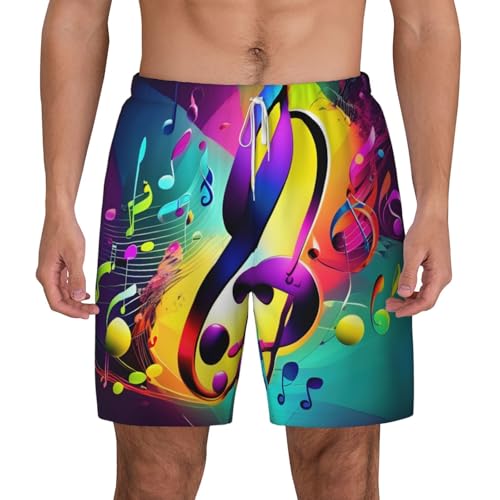 Short de bain respirant homme séchage rapide à motif notes de musique colorées