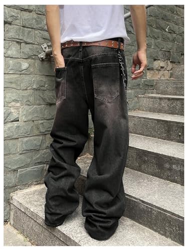 SHENHE Men's Wide Leg Jeans Vintage Baggy Jeans Casual Loose Fit Denim Pants with Pockets2