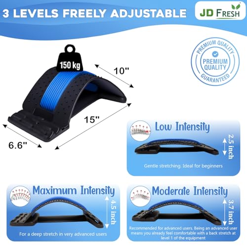 Image of JD FRESH Multi-Level Back Support for Pain Relief /Lumbar Spine Support with Magnetic Acupressure Points /Adjustable Posture Corrector & Spinal Curve Relaxation Massager for Lower & Upper Back /Bed /Chair