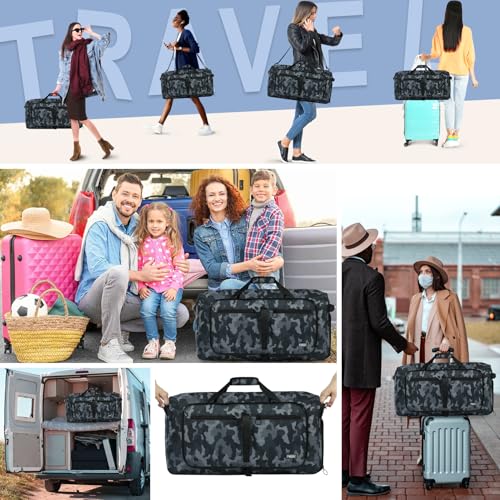 Image of Fmeida 65L Duffle Bag Foldable Travel Duffel Bags for Men Women Travel Bag | Shoes Compartment, 65L Large Capacity, Foldable, Packable, Water Repellent, Tear Resistant, for Traveling Gym Overnight Camp