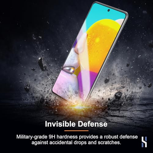 Image of Tempered Glass for Samsung Galaxy A73 | Galaxy A71 (6.7 Inch) Military Grade 9H Screen Guard, Anti-Scratch, Shatterproof, Edge-to-Edge Full Coverage - Black Border