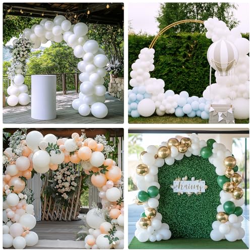 Image of RUBFAC 135pcs White Balloons Different Sizes 18 12 10 5 Inch for Garland Arch, Latex Balloon Globos for Wedding Birthday Party Baby Shower Anniversary Baptism Decorations