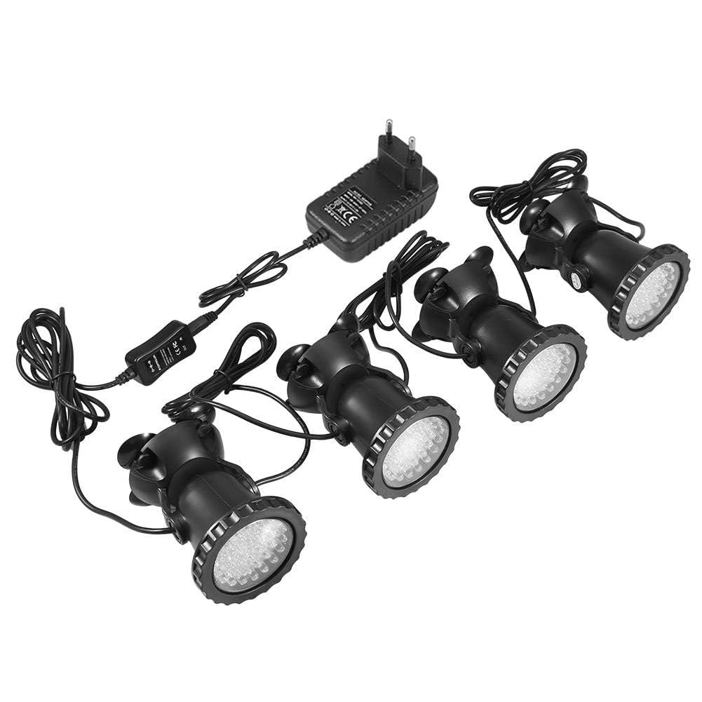 Unterwasserbeleuchtung Unterwasserleuchte Strahler Aquarium Licht Wasserdichtes IP 68 LED Unterwasser Strahler mit Fernbedienung für Wasser Garten Teich Fisch Tank(mit 4 Strahler)