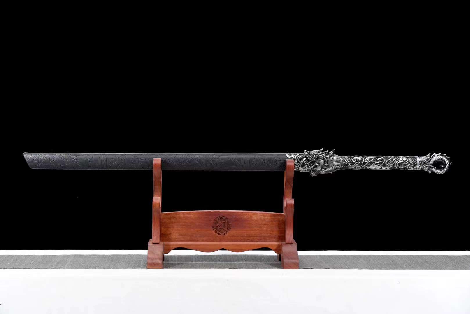 Handmade Straight Carbon Steel Blade with Cool Pattern Chinese Tang Dao Dragon Sword