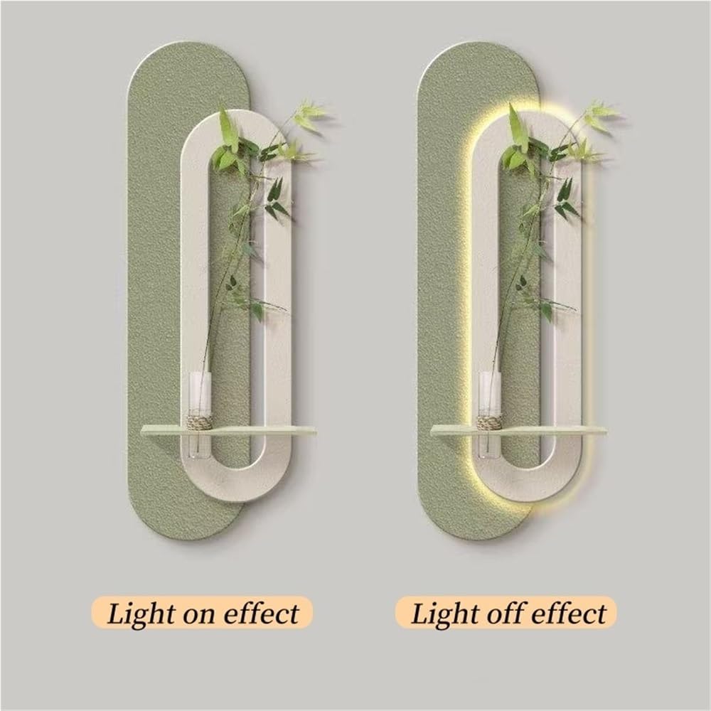 Ejmpsgw Plug-in Sandstone Decorative Painting, Large Wall Art with LED Lights, Modern Wall Hanging with Fake Plants, Suitable for Living Room, Bedroom and Dining Room(Gray,Large)