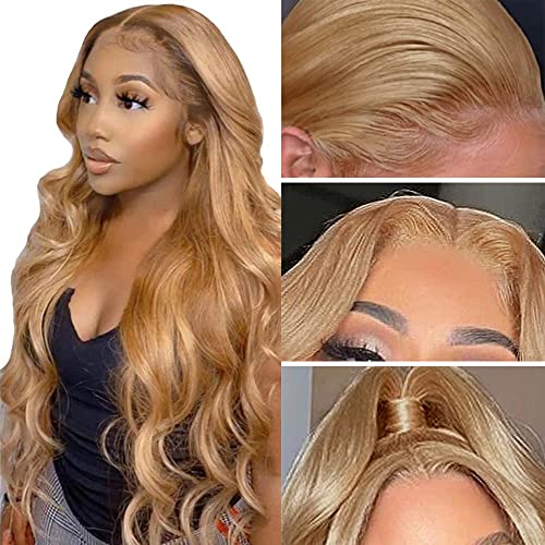 27# Blonde Body Wave Lace Front Wig 13X4 HD Lace Front Wigs Human Hair 150 Density Brazilian Virgin Human Hair Pre Pluck
