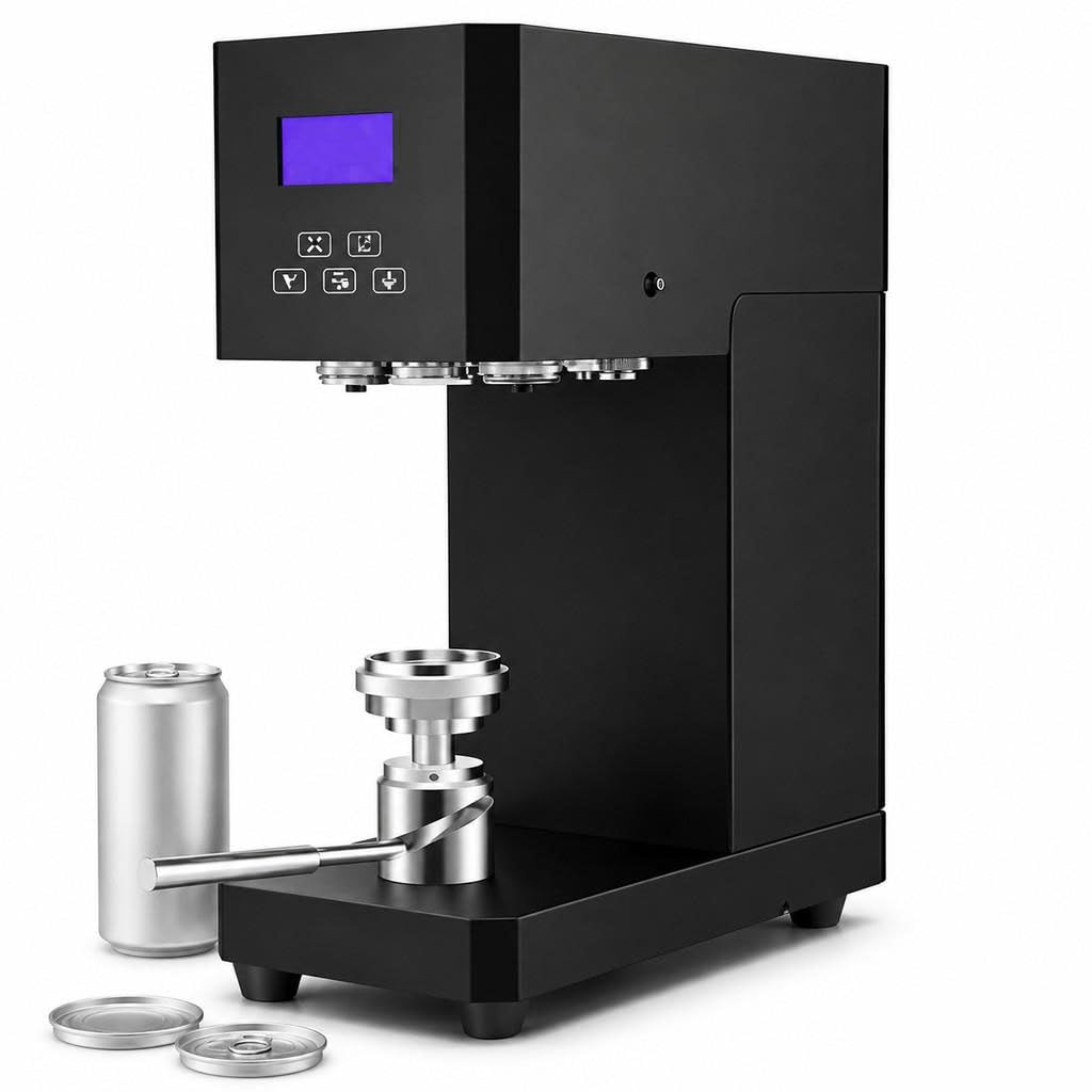 Máquina Selladora de Vasos Automática Sellador de Taza de Hojalata Comercial Eléctrica Máquina Hermética de Sellado para Latas de Aluminio/Plástico de Altura para Café, Té Con Leche