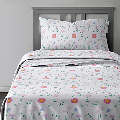 Flower Sheet Set - Girls Sheets - Kids Sheets - Twin Size Kids Sheets - Toddlers Sheets For Twin Beds - Fun Kids Sheets - Teen Bed Sheets - Fun Toddler Sheets - Children Sheets - Cute Sheets #TOP1