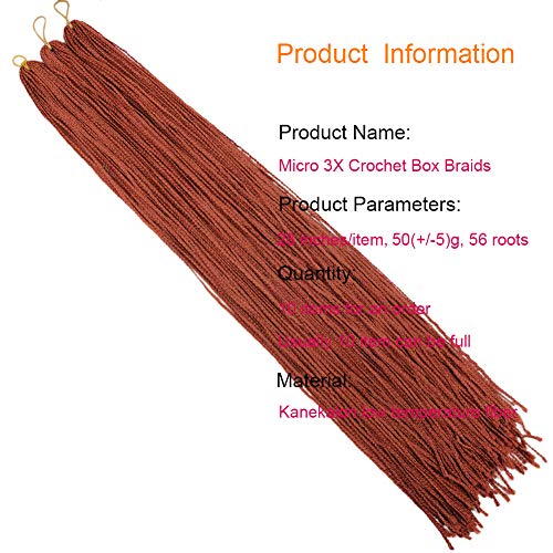 Mayloss Long Micro 3X Pre-Looped Synthetic Zizi Braids 10 Packs/Lot 28 Inch 50G/Pack 350# Color Thin Small Box Braid Crochet Twisted Hair Synthetic Kanekalon Braiding Hair Extension #TOP1