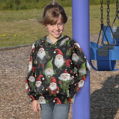 Kids Hoodies Sweaters Christmas Xmas Gnome Dwarfs Hooded Sweatshirts with Big Pockets for Boys Girls B04004404
