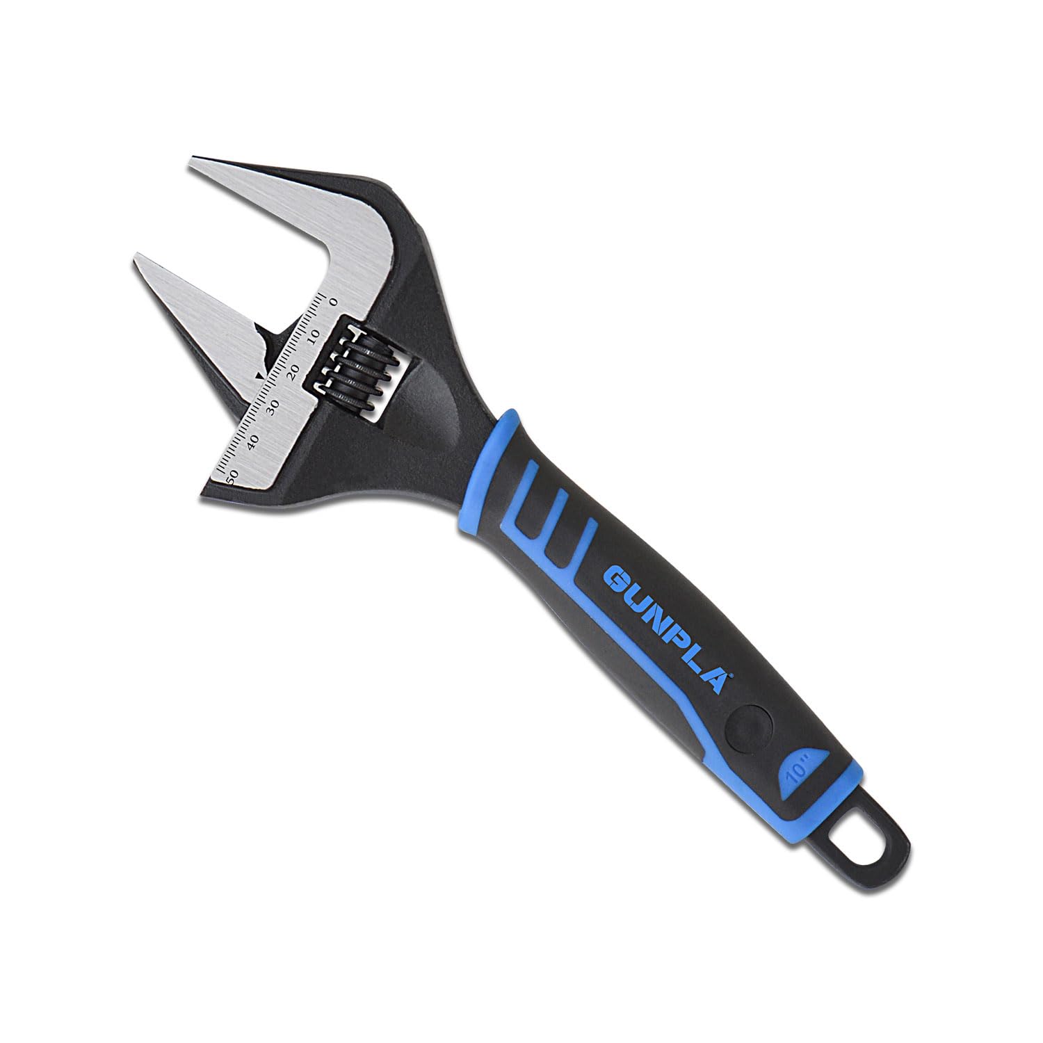 Gunpla Adjustable Wrenches Wide Jaw - Heavy Duty Tool with Deep Jaws for Mechanics Plumbers, DIY, Black+blue, 10-inch/254mm
