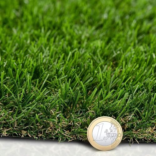KARAT Sky Kunstrasen Outdoor Rasenteppich Meterware - Grasteppich - Rollrasen - Kunststoffrasen - Rasen für Balkon & Garten Rasen Teppichboden für Außen nach Maß 14mm Höhe, Riviera 100x100 cm