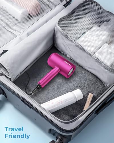 Image of SHRATE Ionic Hair Dryer with Diffuser | Professional Blow Dryer for Curly, Frizzy & All Hair Types | Low Noise & Gentle for Sensitive Hair | Compact & Portable Design for Home, Travel, Women & Men