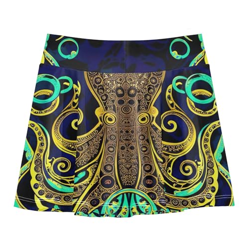 Athletic Shorts Girls Skorts Golden Teal Octopus Black Navy Toddlers Tennis Skirts Custom Butterfly Skirt 3t2