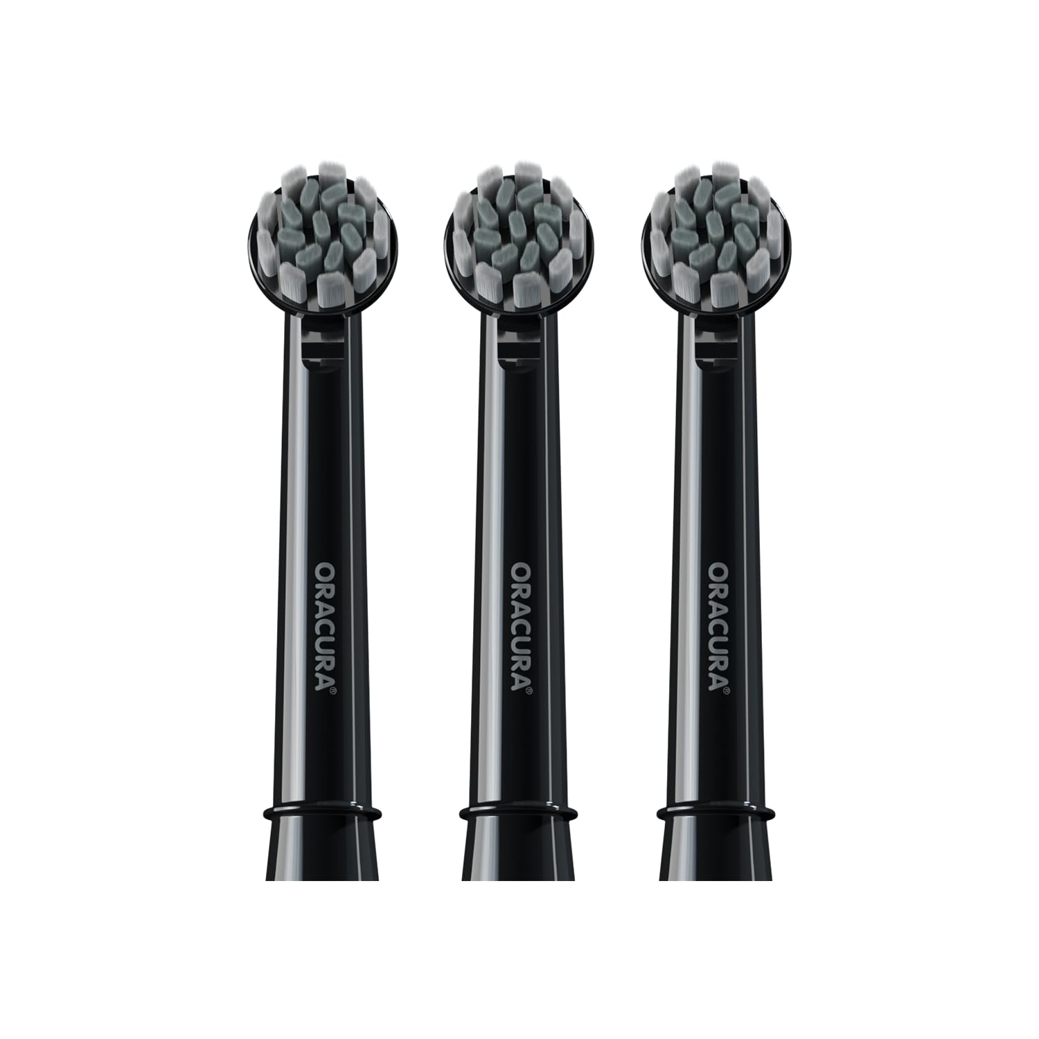 oracura® oscillating electric toothbrush heads for ob100 & ob200 – soft dupont bristles, precision cleaning, gentle on gums, helps prevent tooth abrasion (black, pack of 3)
