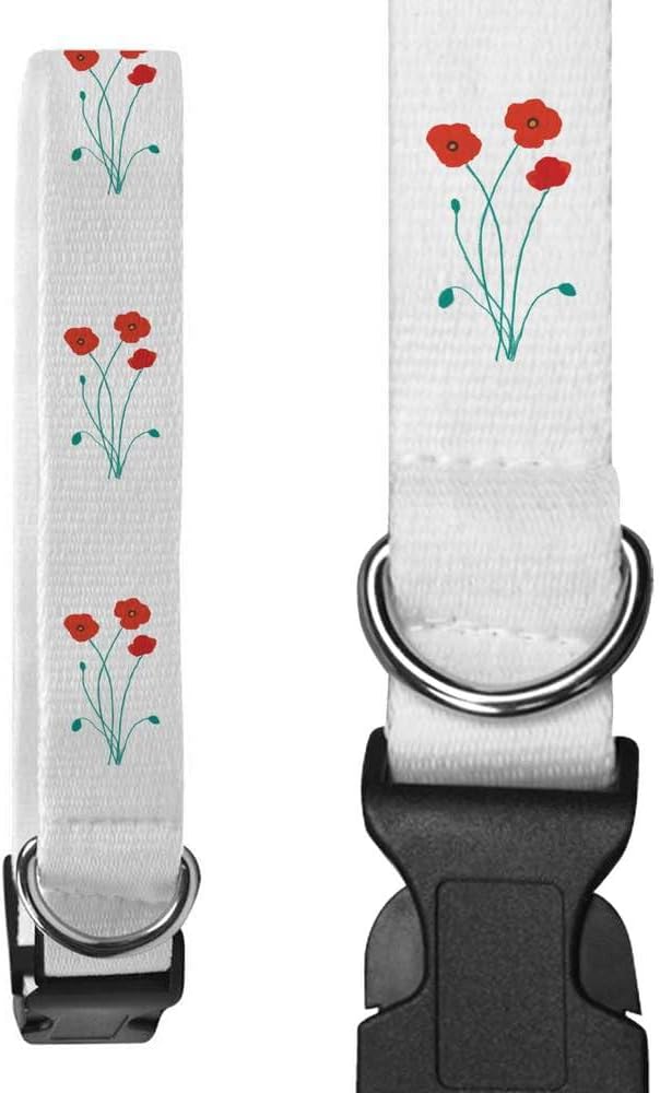 Azeeda Small 'Poppies and Buds' Dog Collar (PR00054143)