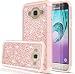 Galaxy Sky Case,J3V J3 V/Amp Prime/Express Prime/Sol Case with Tempered Glass Protector [2 Pack],LeYi Girls Glitter Bling Heavy Duty Protective Case for Samsung Galaxy J3 (2016) 6 TP Rose Gold