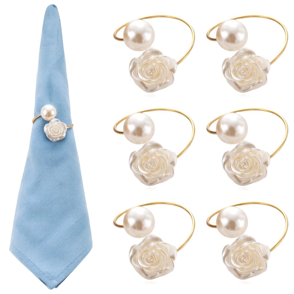 Gold Rose Napkin Rings - Elegant Dining Set -1
