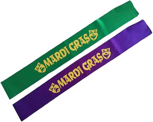 Mardi GRAS - Cinturón de satén para Mardi Gras Carnival Parade BS05 (verde-morado)