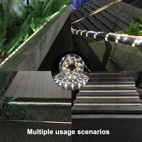 Image of Solar LED Strip Lights Outdoor Waterproof,9.8ft White Solar Powered Strip Lights with Remote,Timer,8 Lighting Modes IP65 Waterproof Strip Lights for Step Gazebo Balcony outdoor bar Garden Decor