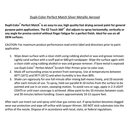 Image of Dupli-Color EBNS06017 Perfect Match Automotive Spray Paint - Nissan Silver Metallic, K23-8 oz. Aerosol Can