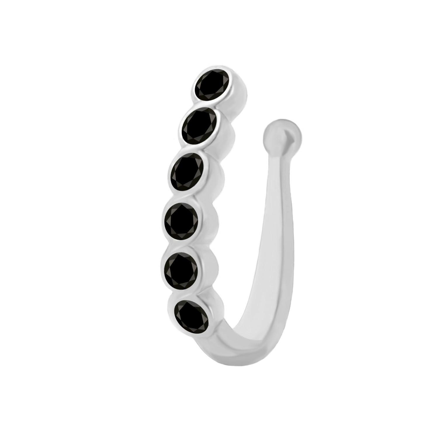 vama FASHIONS Trendy Silver Plated Black Stone Non Piercing Clip on Nose pin Without Hole Pressing Type Press Nose Ring Studs for Women & Girls-picture-17