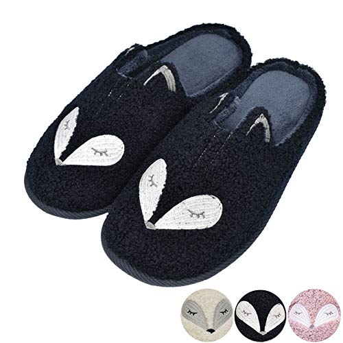 Tuiyata Cute Animal Print Slippers for Women - Grey, One Size (US 11), Memory Foam & Cotton Lining, Plush, Winter, Animal Theme