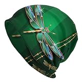 Gorro Verde libélula para Hombres y Mujeres, Gorro de Invierno, Gorro de Punto, Gorro de Calavera de Punto Holgado, Gorros cálidos, Gorros Suaves