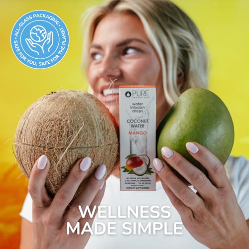 Image of Pure Inventions - Coconut Water Infusion Drops - Electrolytes - Sugar-Free Hydration, Zero Calories, No Artificial Sweeteners, Clean Ingredients - Mango, 30 Servings
