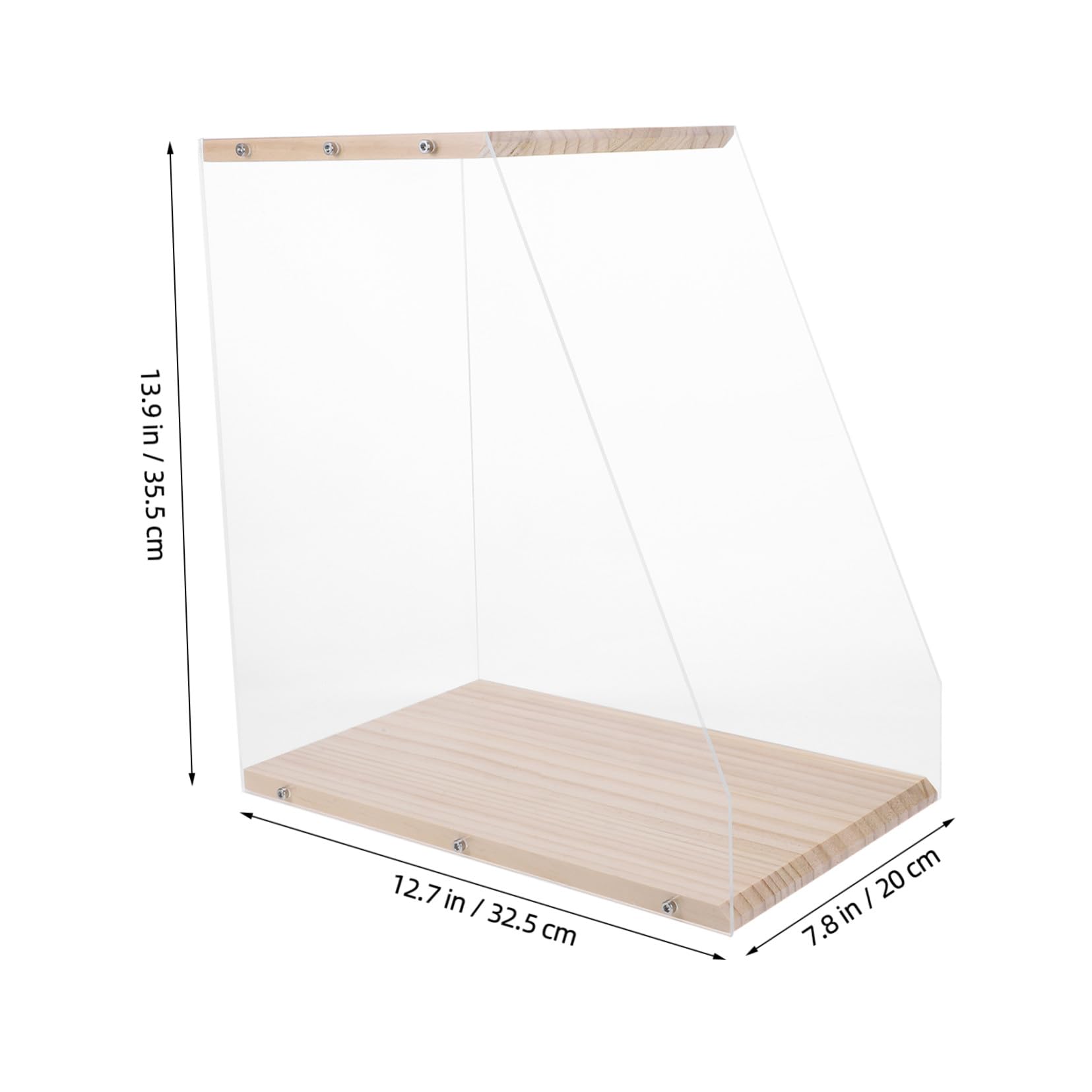Mobiletto Porta Dischi Vinile in Legno e Acrilico, 1 Pezzo | Scaffale da Tavolo per Libri e Media, Formato Box per Archiviazione e Esposizione