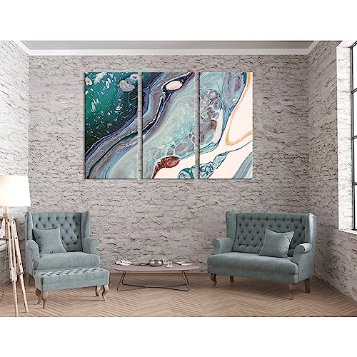 Impression sur toile abstraite verte ZELLART grand tableau 3 panneaux salon 210x140 cm