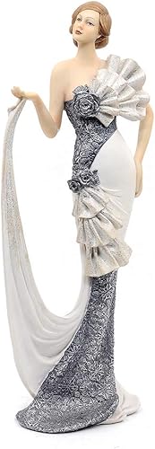 Comfy Hour Glamour Elegance Victorian Style Lady Collection Elegant Slim Lady Lifting Up Skirt Collectible Figurine, 13-inch Height, Gray & White,