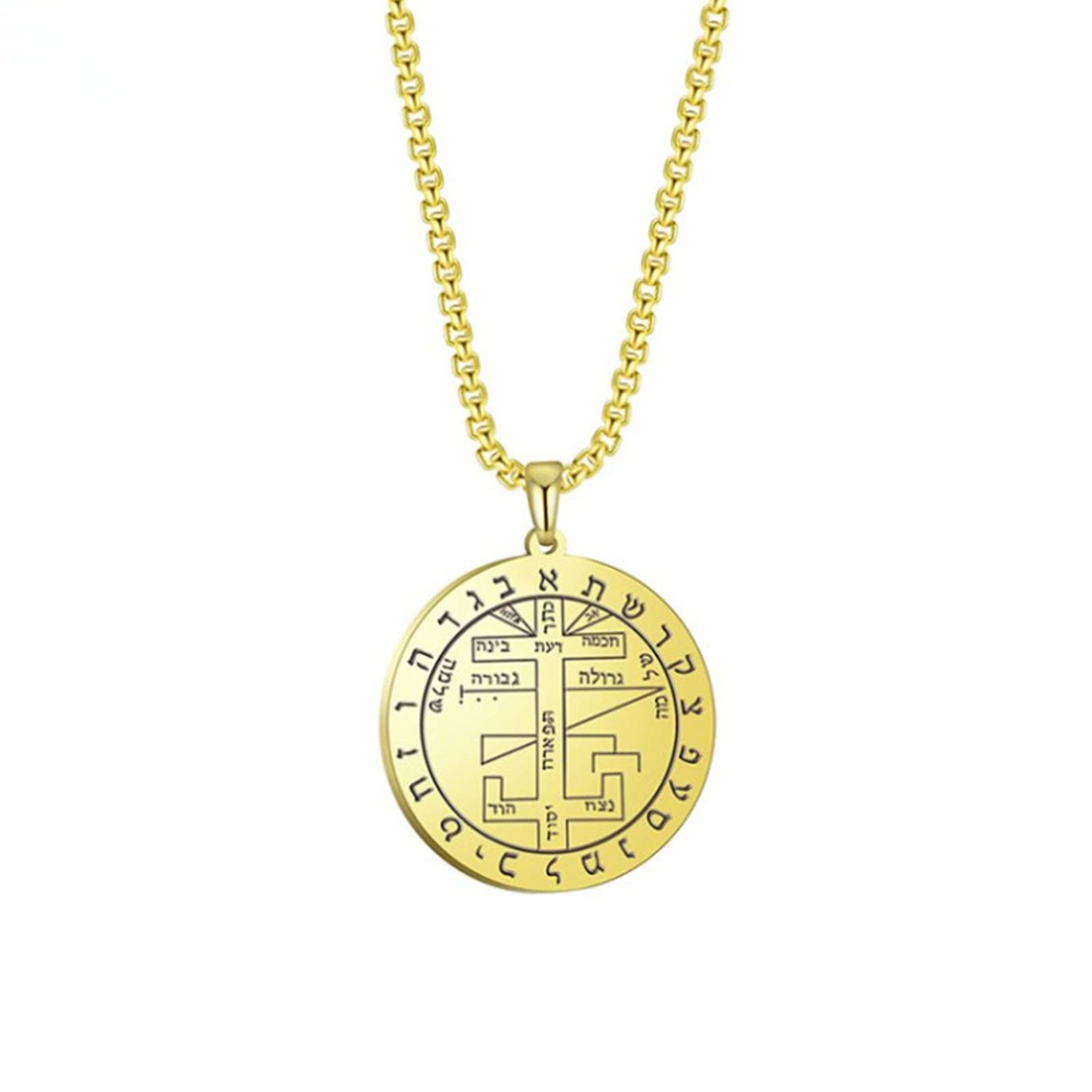 Hcma Gold Witchcra Solomon Amulet Pendant Necklace Archangels Michael Raphael Talisman Stainless Steel Necklace Jewelry Gift